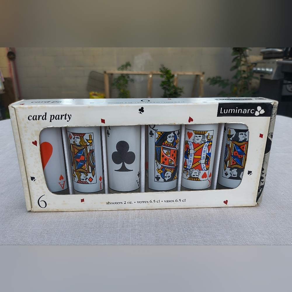 Vintage Luminarc "Card Party" Shot Glasses